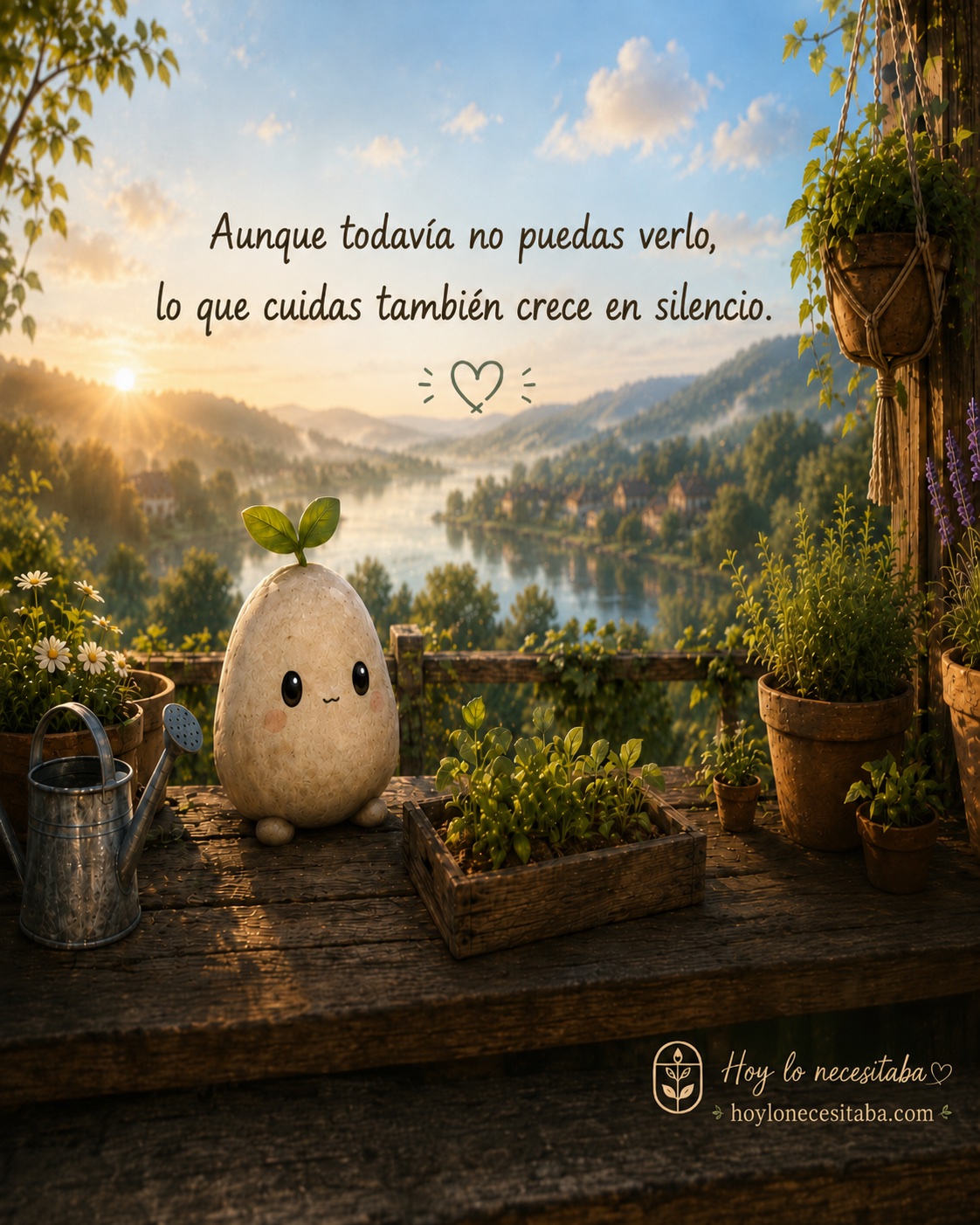 Semillita cuida unas plantas durante una mañana tranquila y recuerda que algunas cosas crecen sin que podamos verlas todavía.