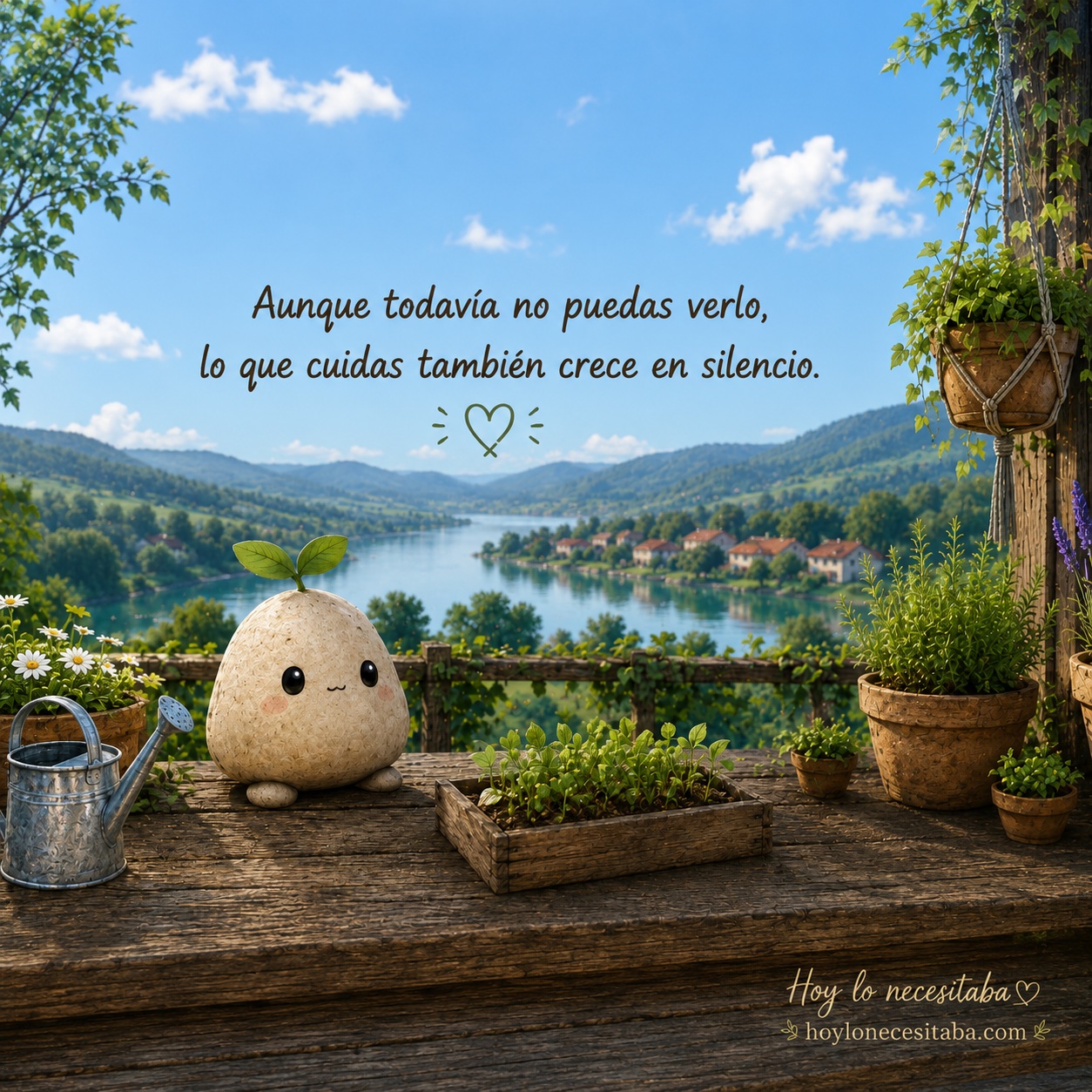 Semillita cuida unas plantas durante una tarde tranquila y recuerda que algunas cosas crecen sin que podamos verlas todavía.